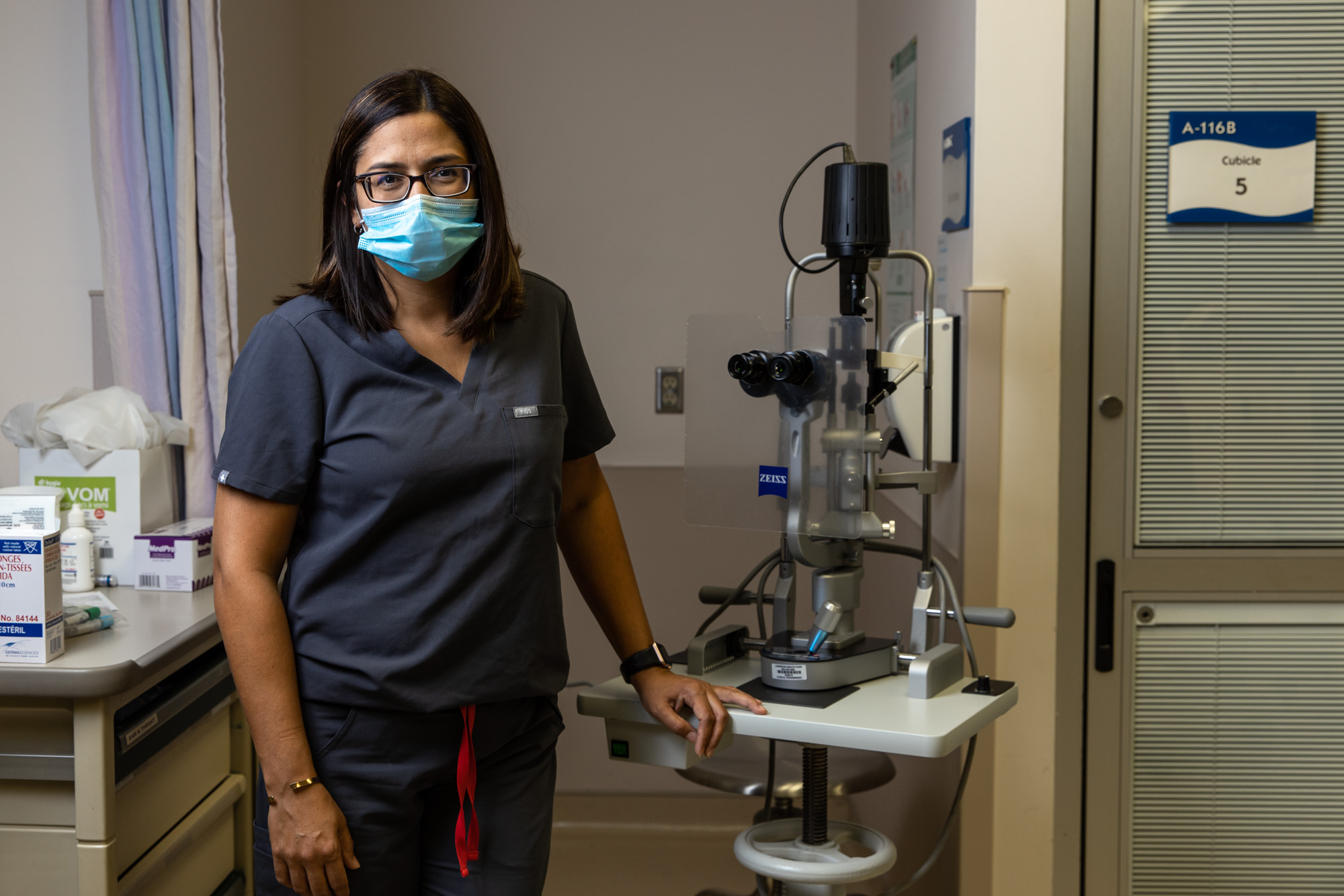 Dr. Amita Dayal with hospital equipment