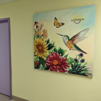 Hummingbird Summer Bouquet Mural in New Life Centre