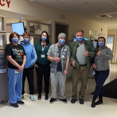 James Mann with Staff from Port Perry Hospital